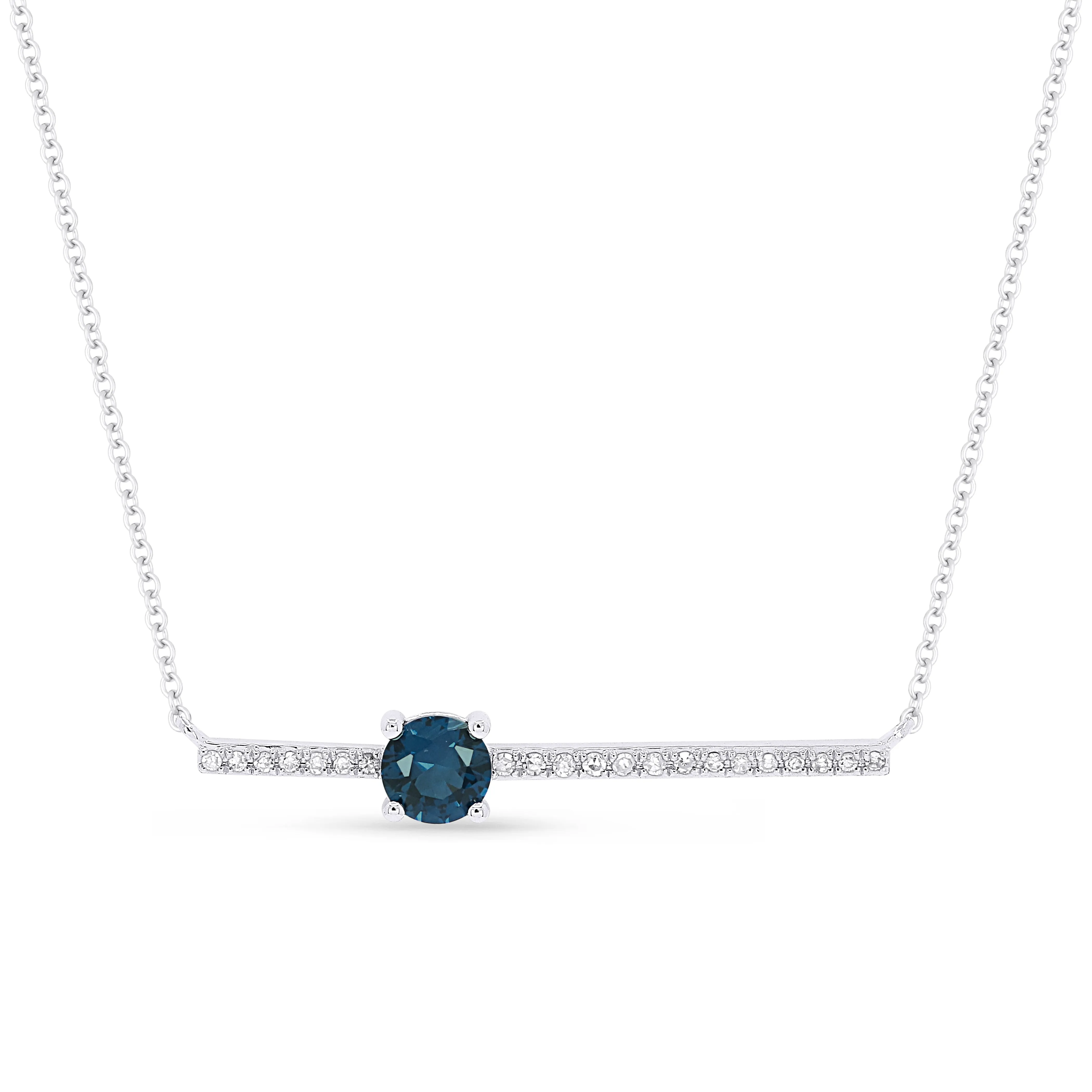 0.29Ct London Blue Topaz Necklace In 14K White Gold