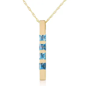 0.35 Carat 14K Solid Yellow Gold Necklace Bar Natural Blue Topaz