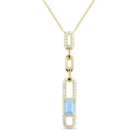 0.67Ct Blue Topaz Necklace In 14K Yellow Gold