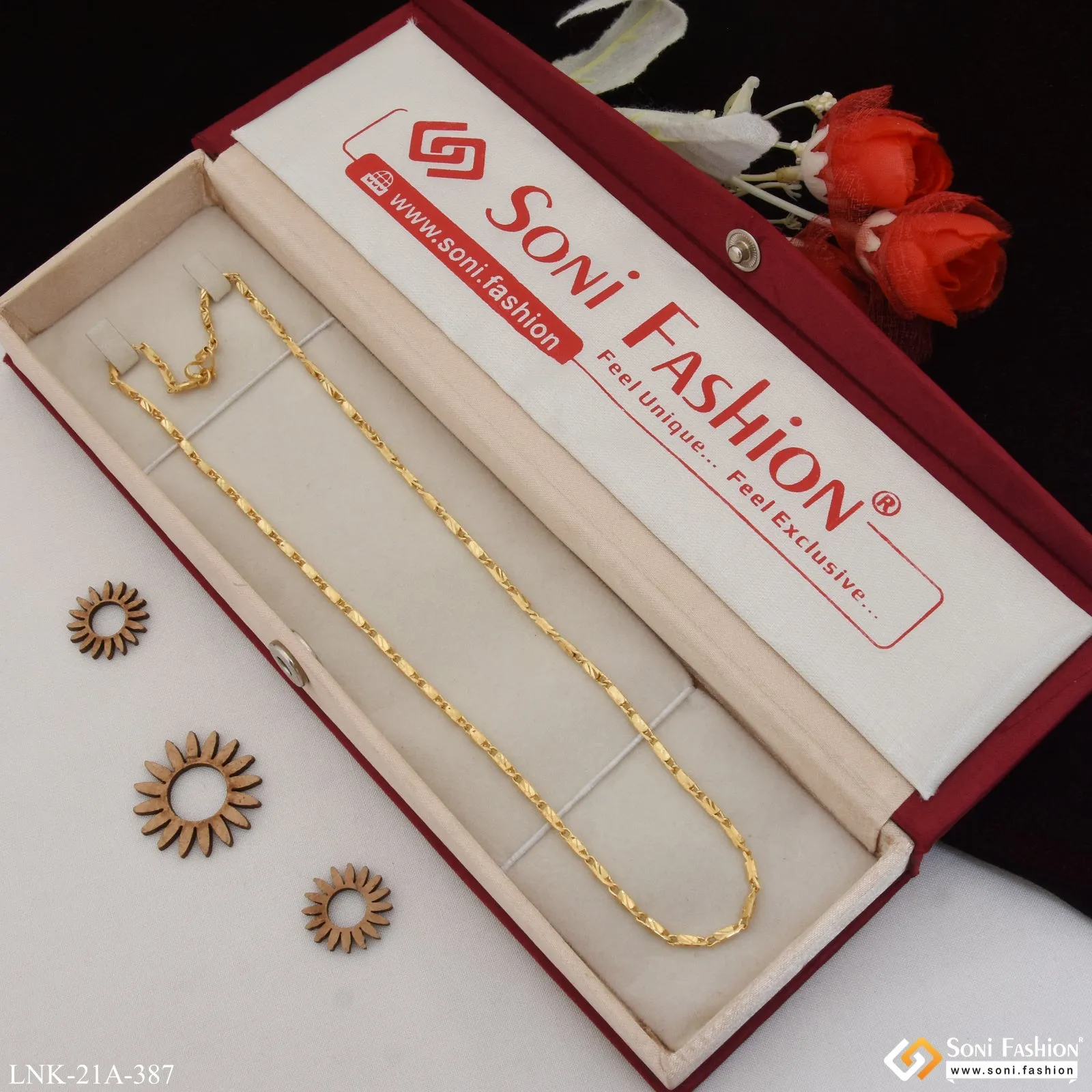 1 Gram Gold Plated Casual Design Dazzling Design Chain for Lady - Style A387