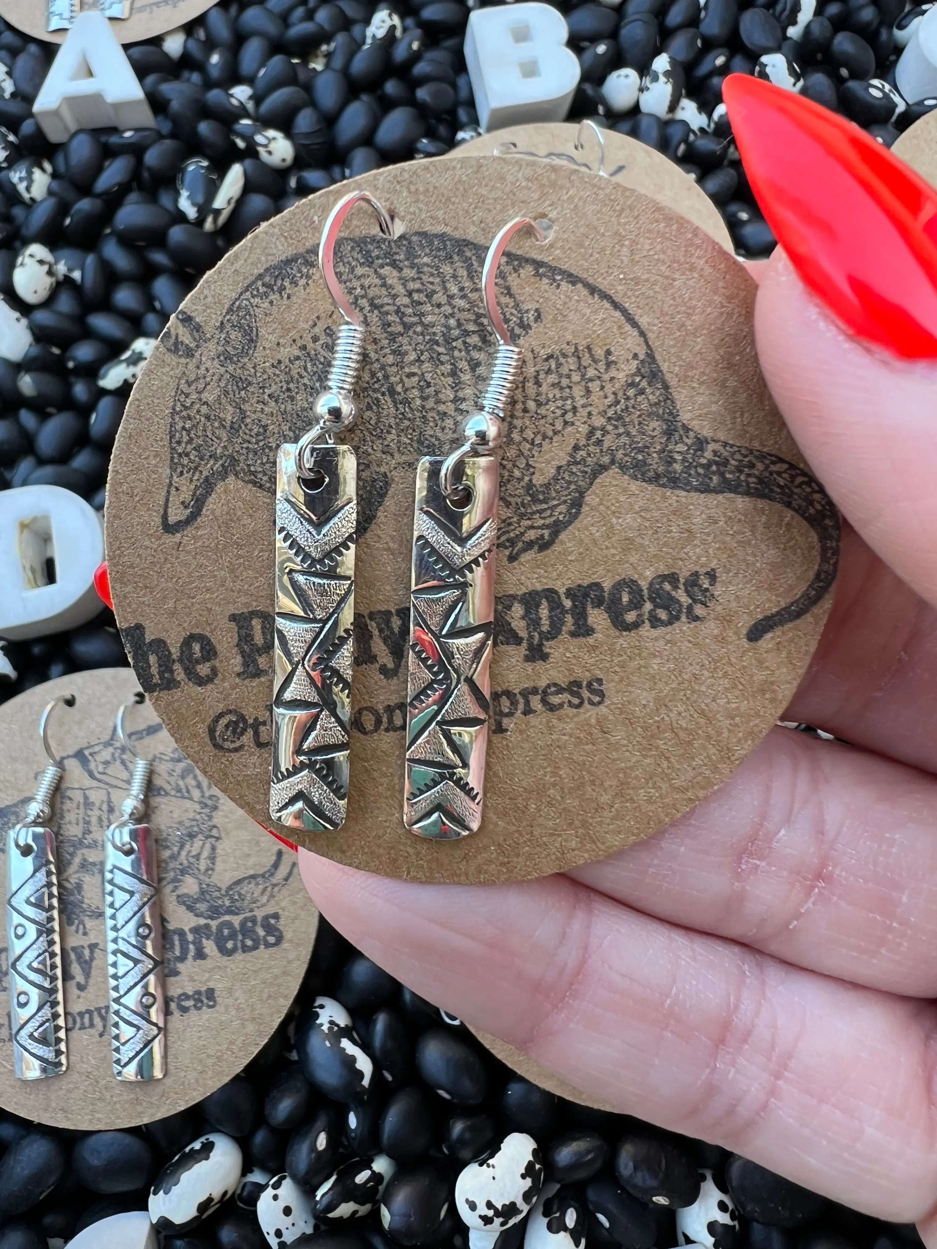 1” Skinny Stamped Earrings