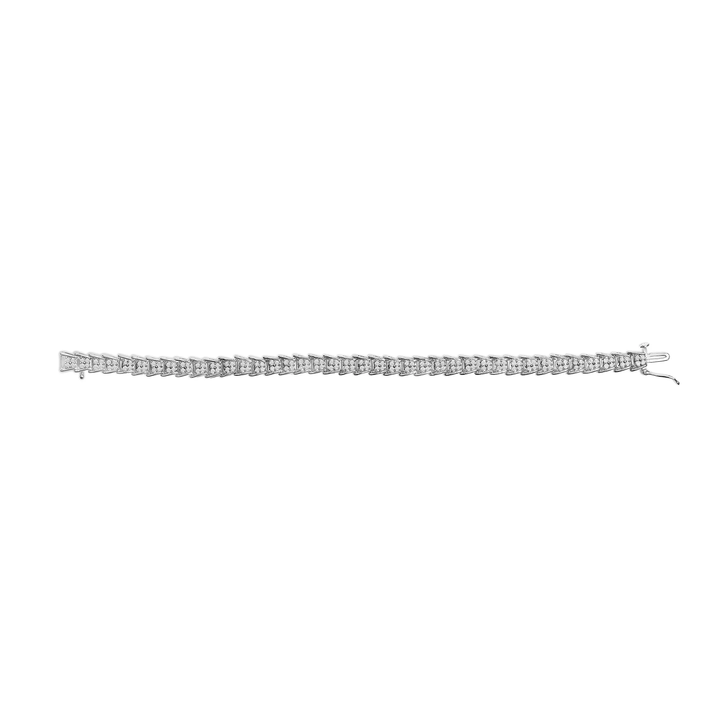 10k White Gold 2 cttw Diamond Fan-Shaped Link Tennis Bracelet