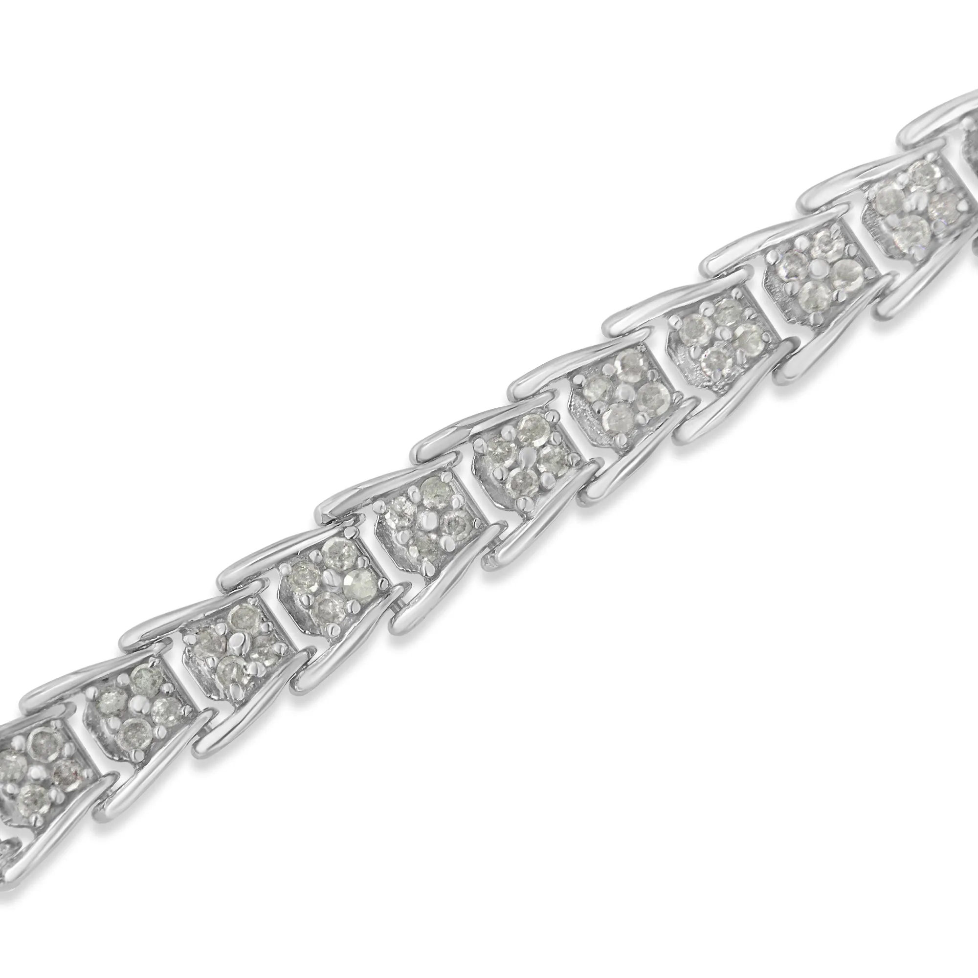 10k White Gold 2 cttw Diamond Fan-Shaped Link Tennis Bracelet