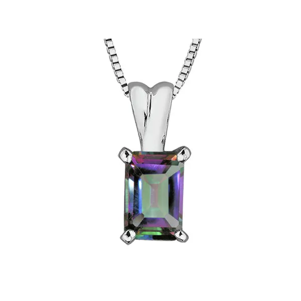 10k White Gold Mystic Topaz Necklace