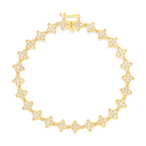 10K Yellow Gold 2.0 cttw Round-Cut Diamond 4 Leaf Clover Link Bracelet