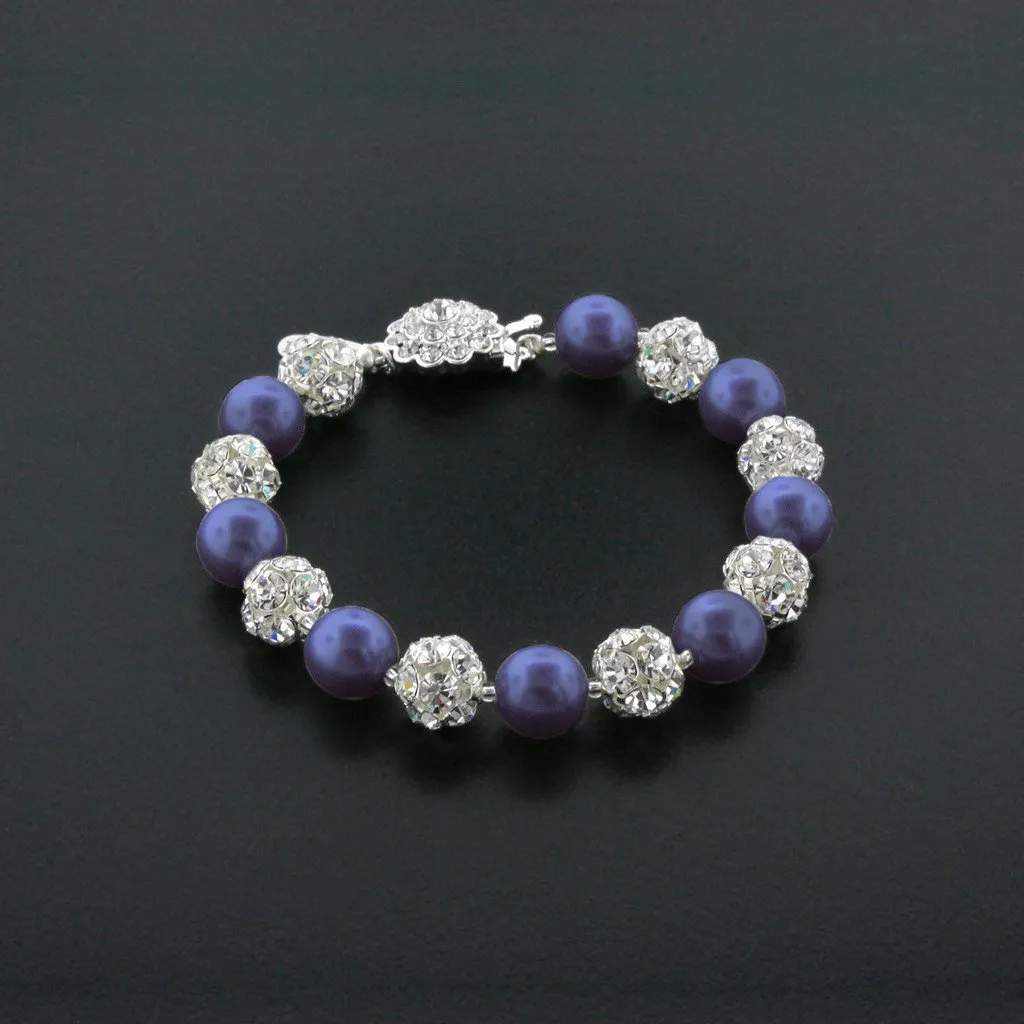 10mm Pearl & Rhinestone Bead Bracelet