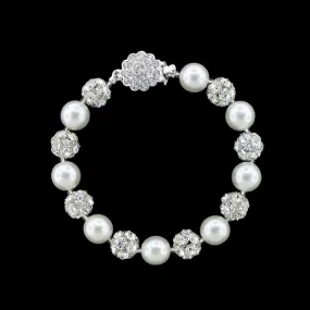 10mm Pearl & Rhinestone Bead Bracelet