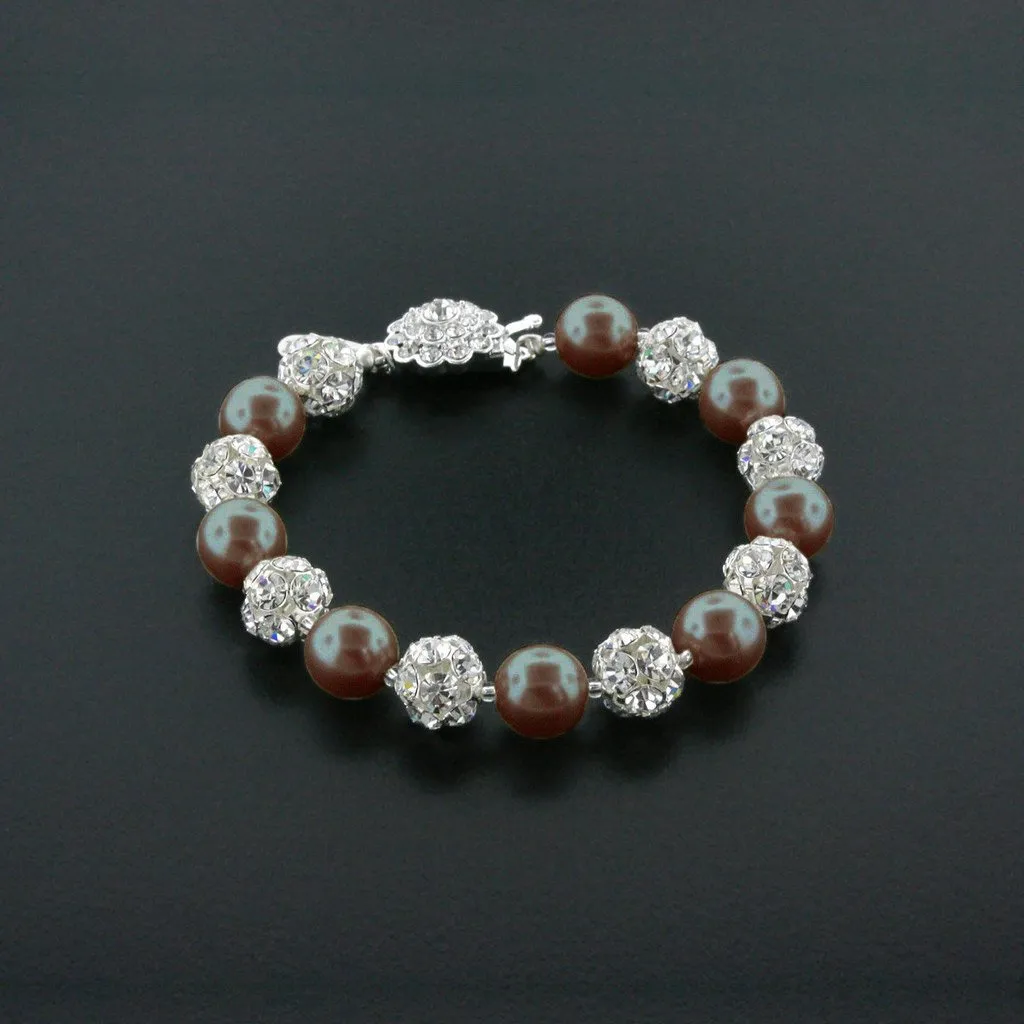 10mm Pearl & Rhinestone Bead Bracelet