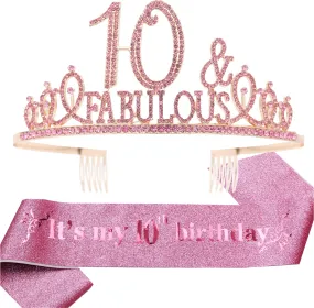 10th Birthday, 10th Birthday Tiara Pink, 10th Birthday Decorations for Girls, 10th