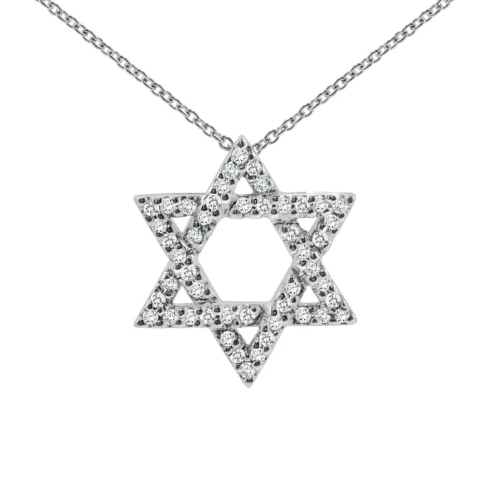 14K Diamond Star of David Necklace