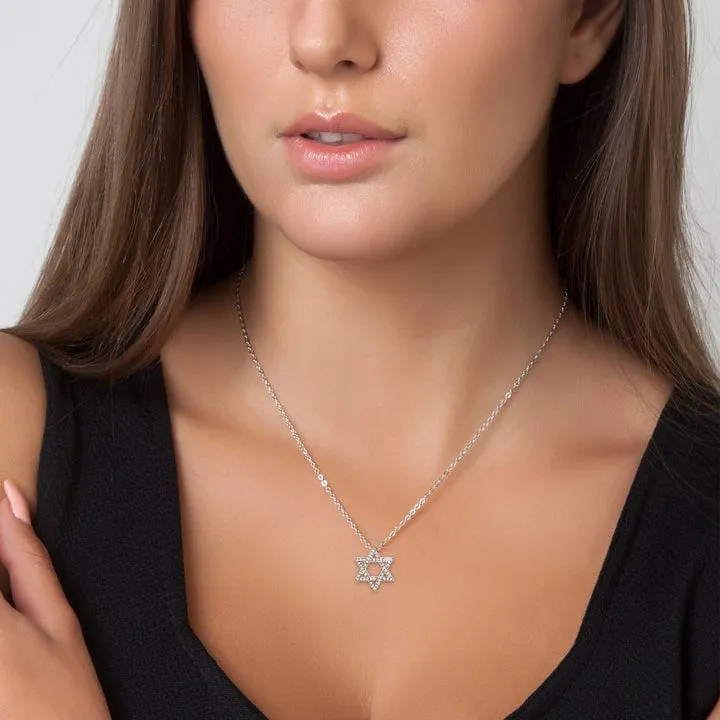 14K Diamond Star of David Necklace