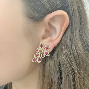 14K GOLD DIAMOND AND RUBY ELEANOR EARRINGS