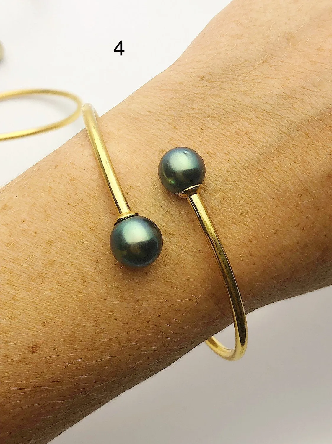 14K Gold Fill Flex Bangle Pearl Bracelets, Tahitian, Edison & South Sea Pearls #769