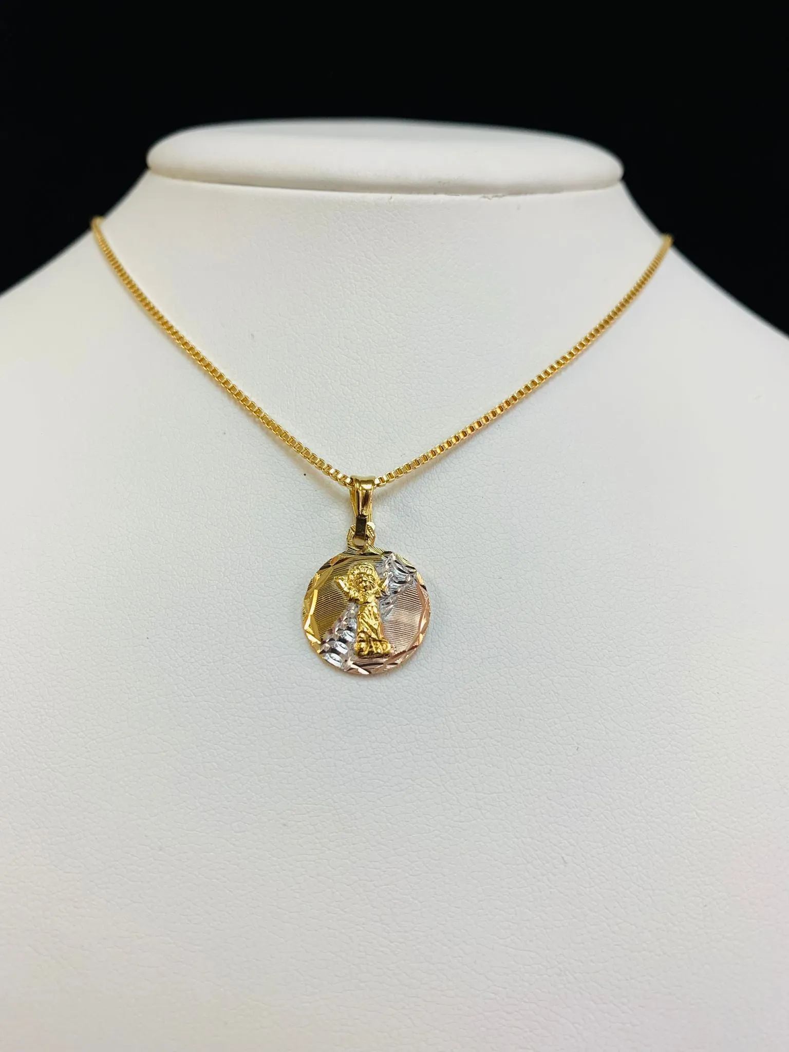 14K Gold Filled Divino Nino Necklace Pendant for Kids Womens 17x14mm / Baby Jesus Charm Pendant / Divine Child Pendant for Kids / Cadena del Divino Nino