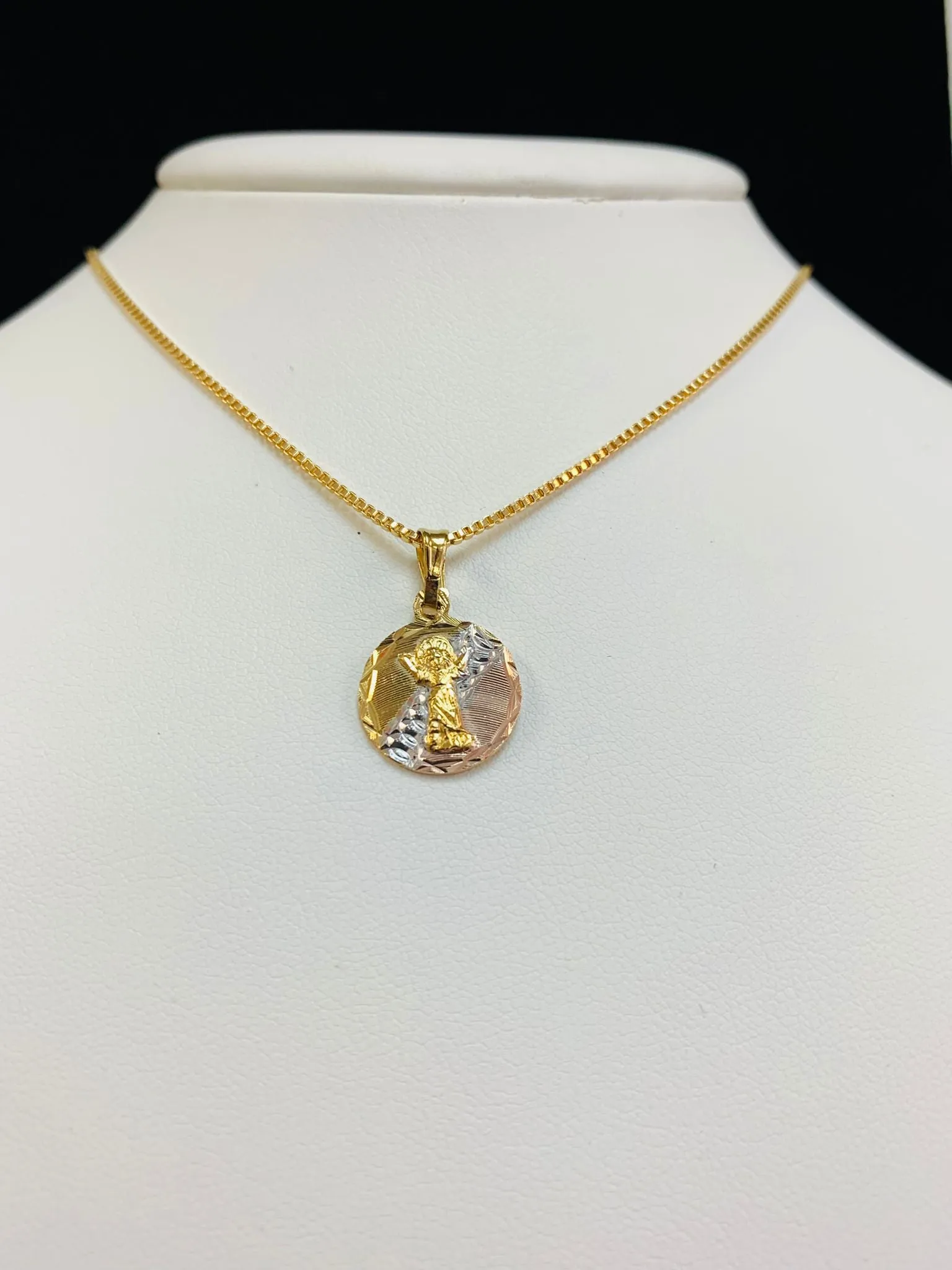 14K Gold Filled Divino Nino Necklace Pendant for Kids Womens 17x14mm / Baby Jesus Charm Pendant / Divine Child Pendant for Kids / Cadena del Divino Nino