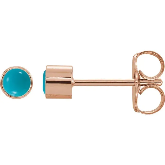 14K Gold Natural Turquoise Bezel-Set Stud Earrings