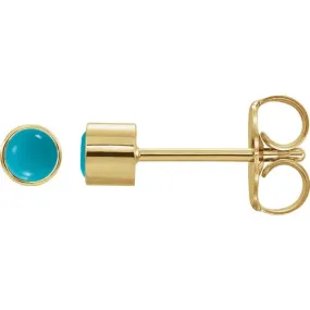 14K Gold Natural Turquoise Bezel-Set Stud Earrings