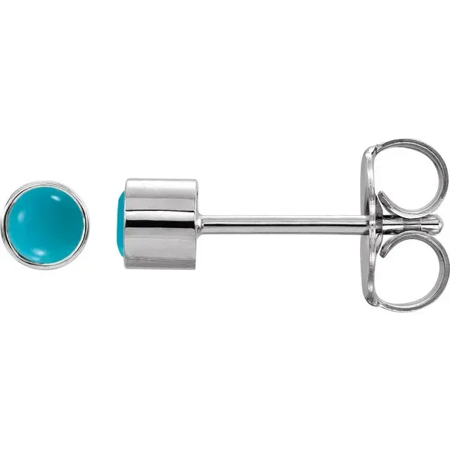 14K Gold Natural Turquoise Bezel-Set Stud Earrings