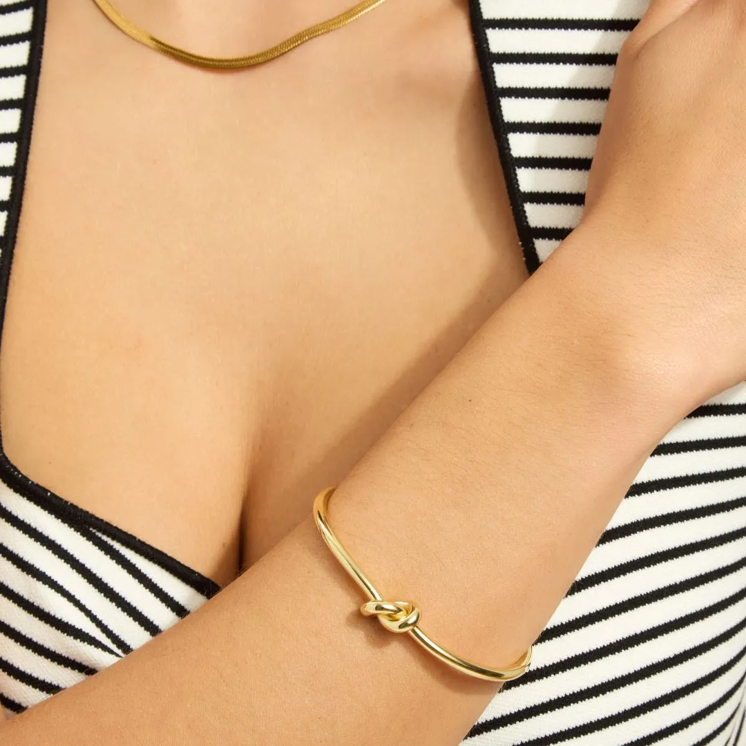 14k Gold Plated Knot Cuff Bracelet