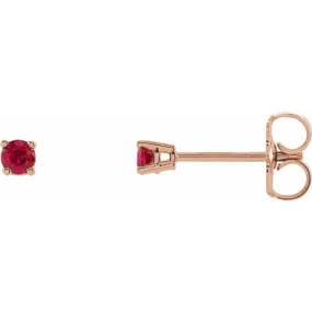 14K Rose 2.5 mm Lab-Grown Ruby Stud Earrings with Friction Post