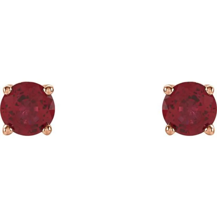 14K Rose 4 mm Natural Ruby Stud Earrings