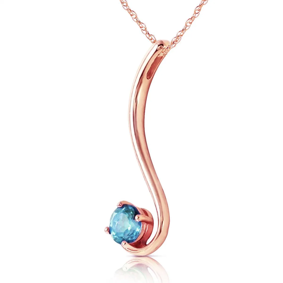 14K Solid Rose Gold Blue Topaz Gemstone Necklace