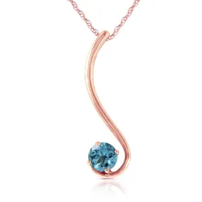 14K Solid Rose Gold Blue Topaz Gemstone Necklace