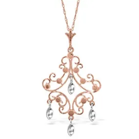 14K Solid Rose Gold Chandelier Necklace