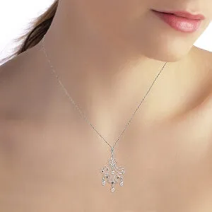 14K Solid White Gold Chandelier Necklace