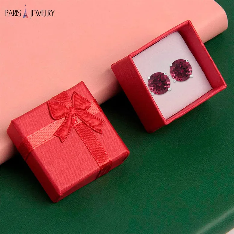 14k White Gold Plated 1 Ct Round Created Ruby Stud Earrings