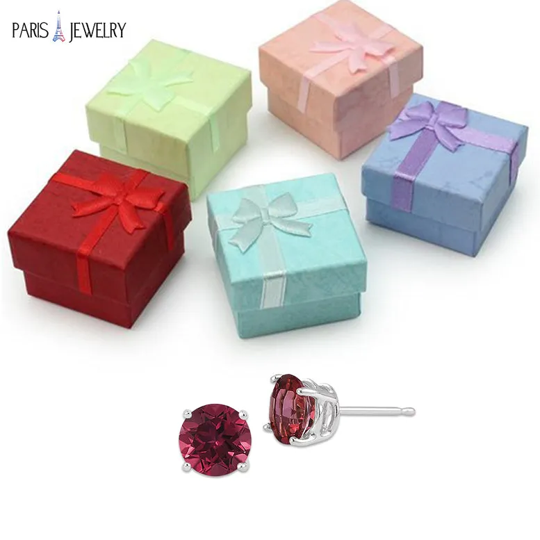 14k White Gold Plated 1 Ct Round Created Ruby Stud Earrings