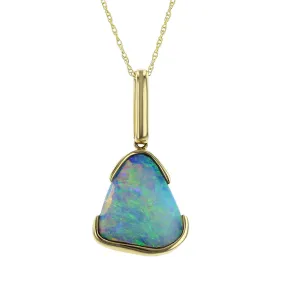 14K Yellow Gold Australian Opal Pendant Necklace