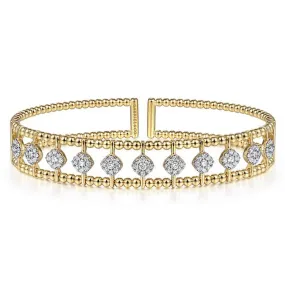 14K Yellow Gold Bujukan Cuff Bracelet with Pavé Diamond Connectors - BG4232-62Y45JJ