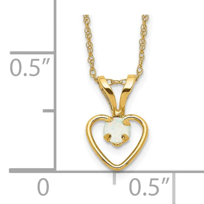 14k Yellow Gold Opal Heart Pendant & Necklace