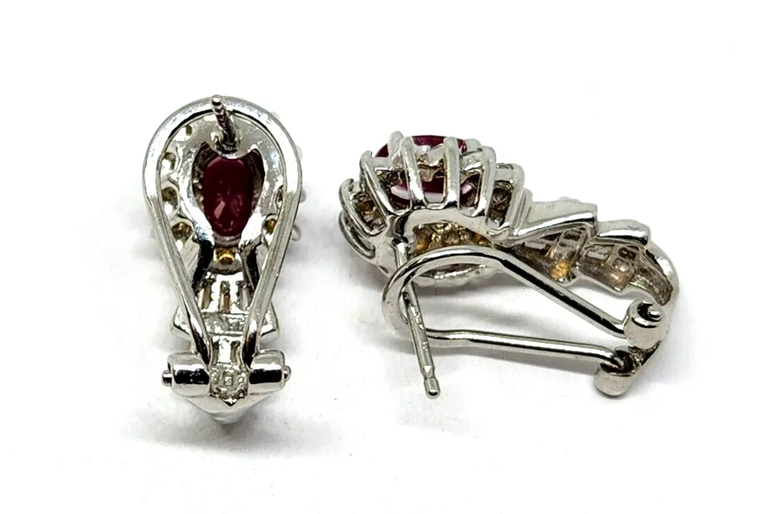 1.56ct tw Natural Ruby & Diamond 14k White Gold Earrings