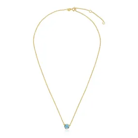 17 inch Necklace with Round Blue Topaz