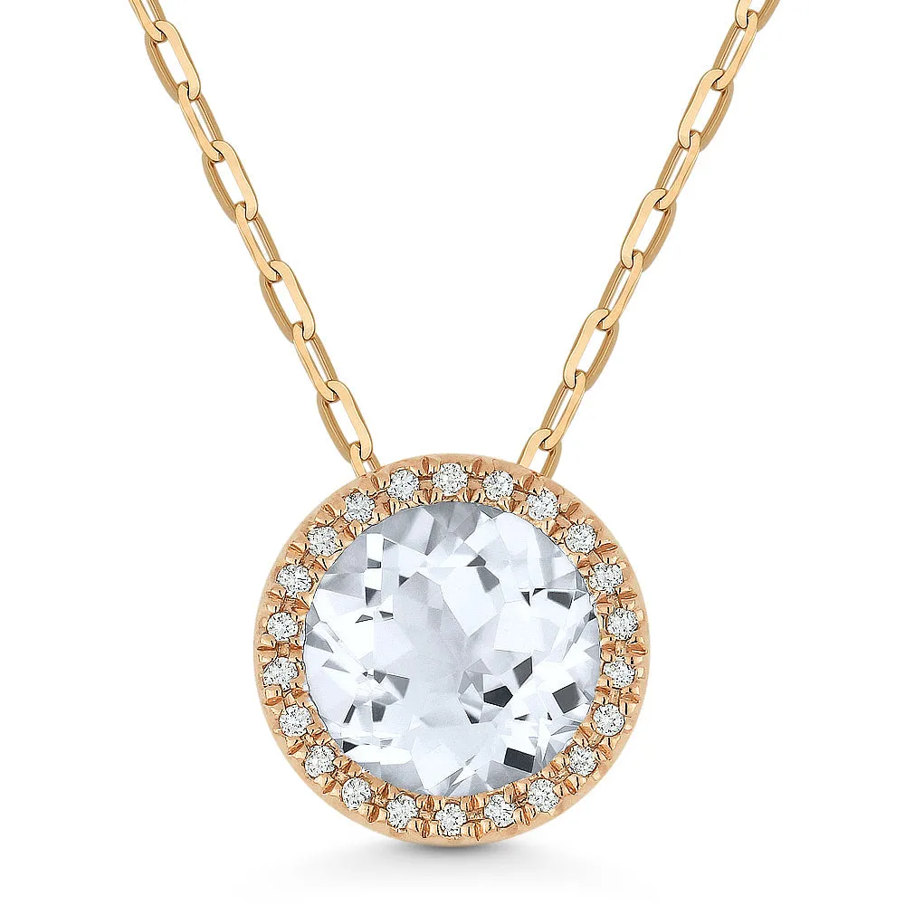 1.80ct White Topaz 16"Pendant Necklace in 14K Rose Gold