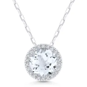 1.83ct White Topaz 16"Pendant Necklace in 14K White Gold