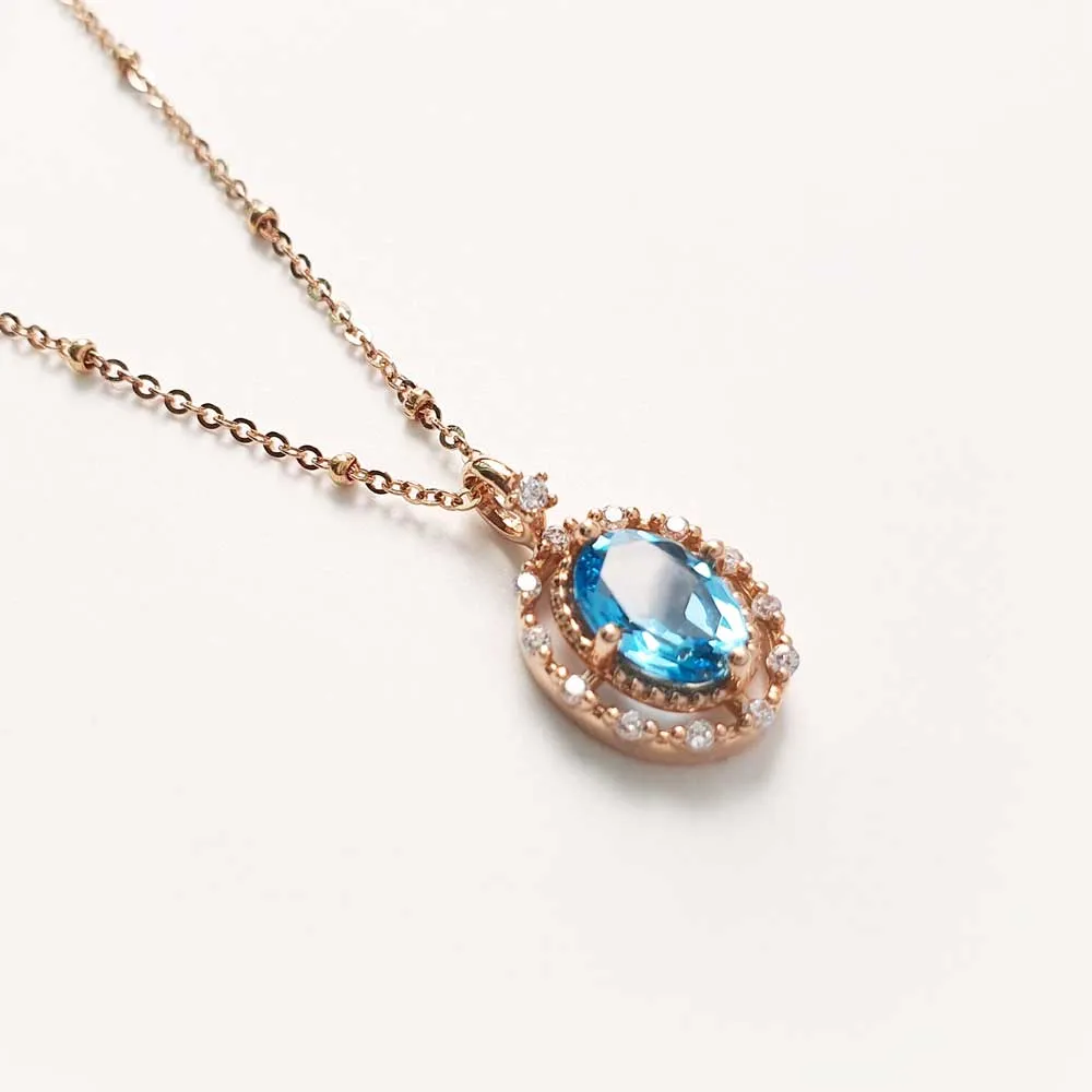 [18K Gold] Liena Blue Topaz Necklace