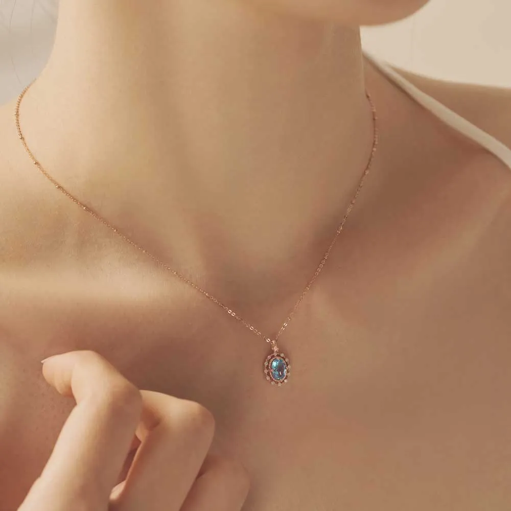 [18K Gold] Liena Blue Topaz Necklace