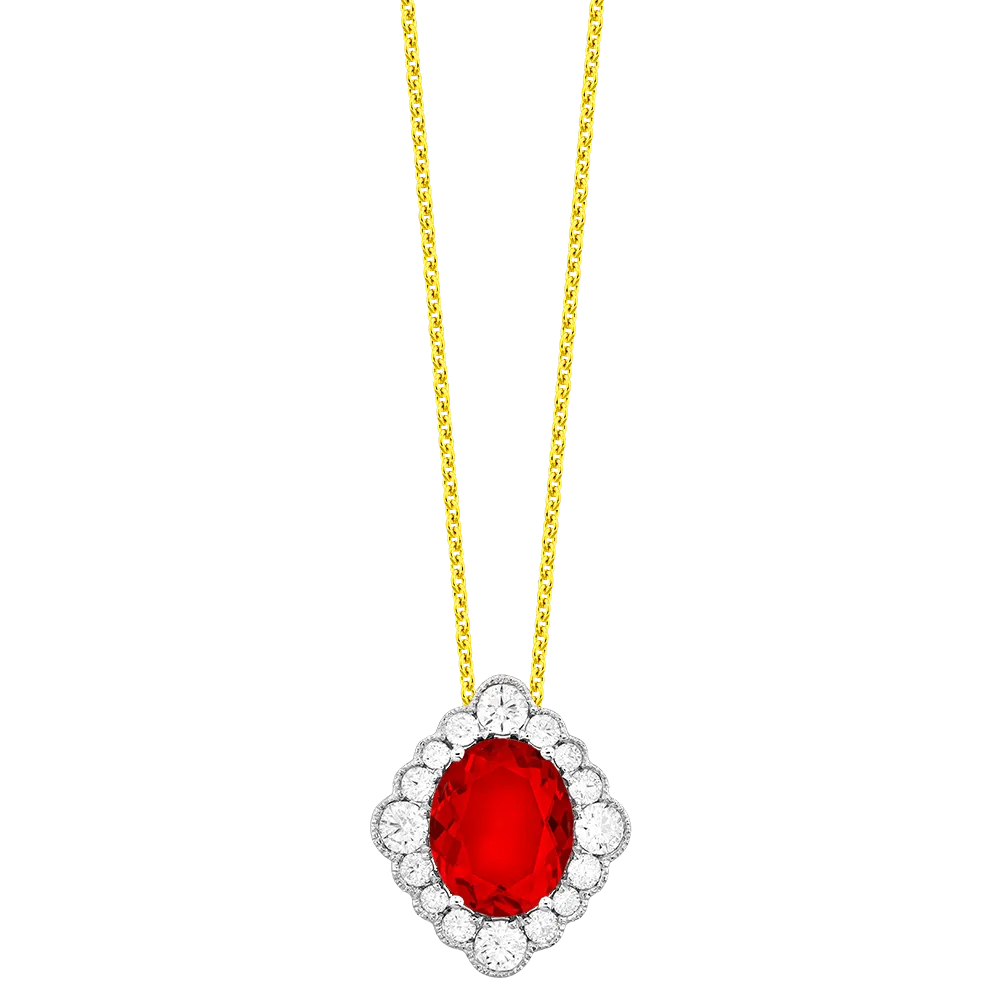 18K White Fire Opal and Natural Diamond 17 inch Necklace