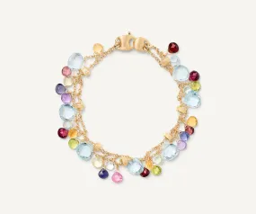 18K Yellow Gold 2-Strand Gemstone Bracelet, Topaz Accents