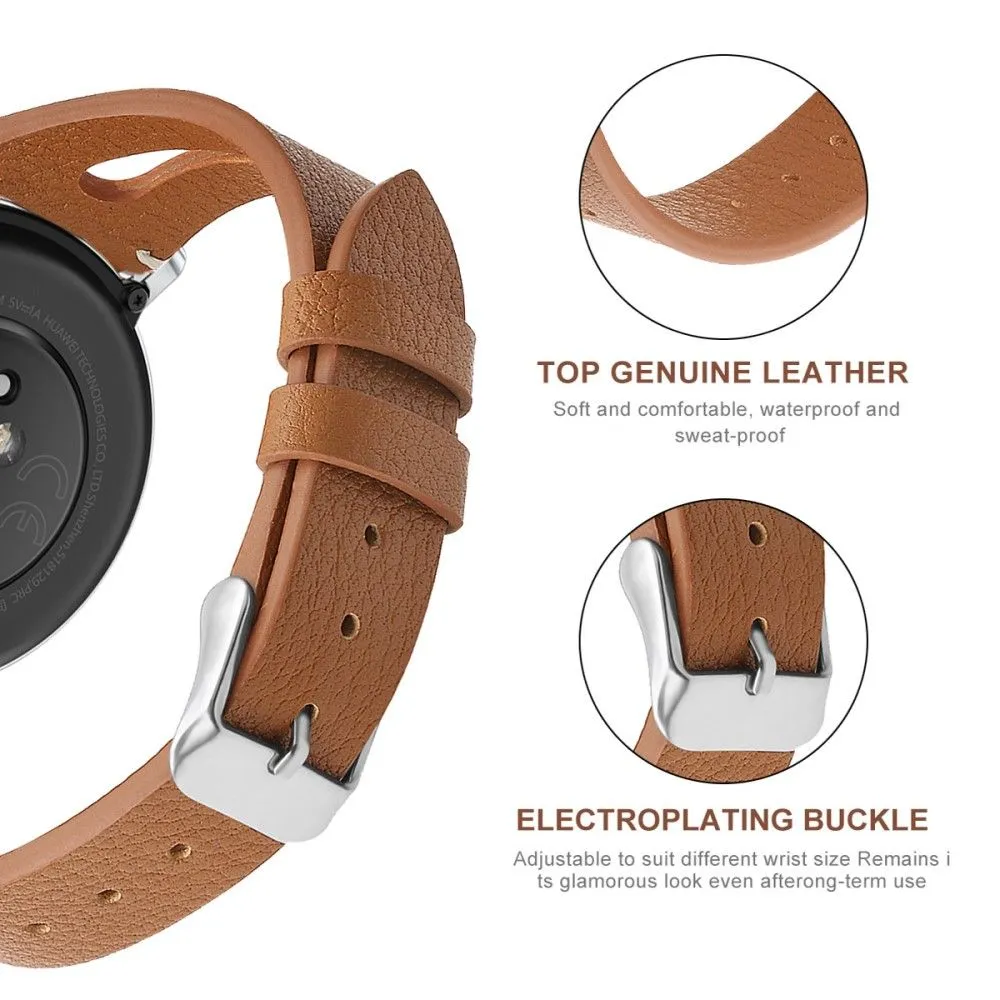 22mm Universal simple genuine leather watch strap - Brown