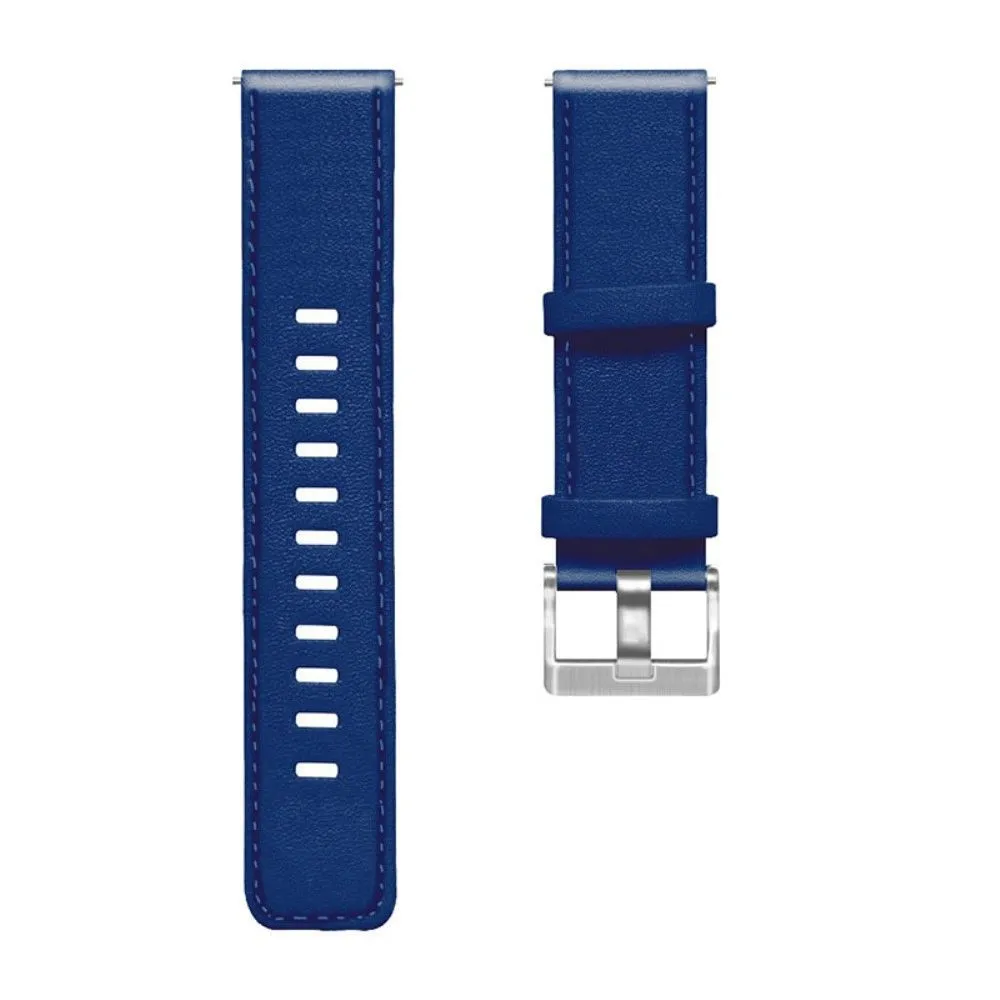 22mm Universal solid color leather watch strap - Dark Blue