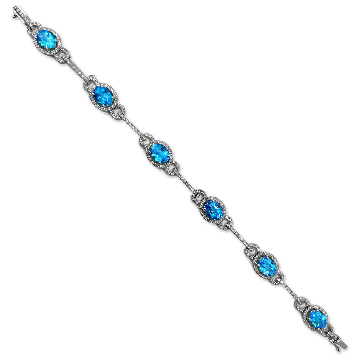 2.40ct Diamond & 8.52ct Topaz Bracelet | Pre-Loved | 14K White Gold