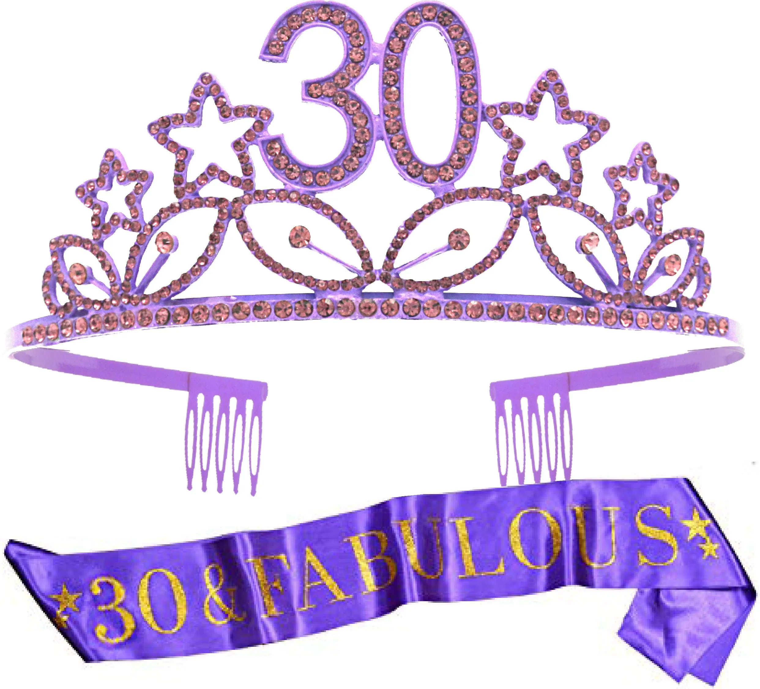 30th Birthday, 30th Birthday Gifts for Woman, 30th Birthday Tiara and Sash Purple, 30th