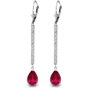 3.6 Carat 14K Solid White Gold Earrings Diamond Ruby