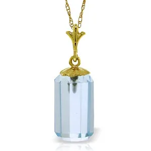 4.5 Carat 14K Solid Yellow Gold Necklace Bullet Cut Blue Topaz