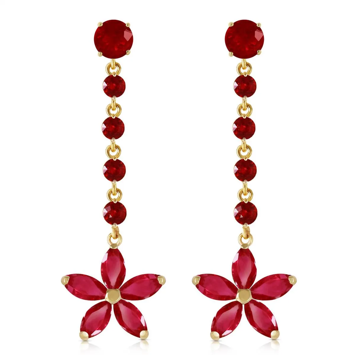 4.8 Carat 14K Solid Yellow Gold Chandelier Earrings Ruby