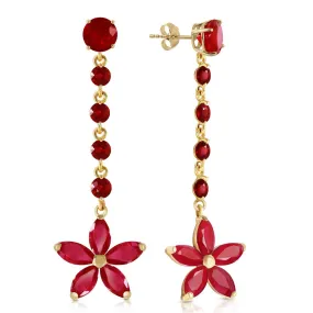 4.8 Carat 14K Solid Yellow Gold Chandelier Earrings Ruby